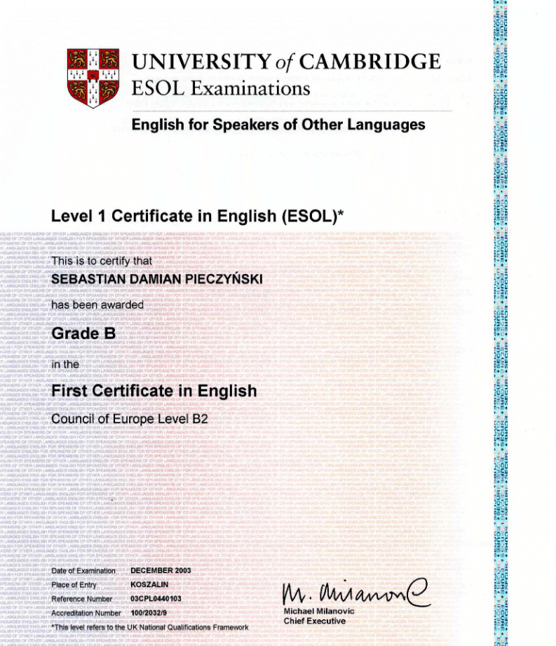 First Certificate in English